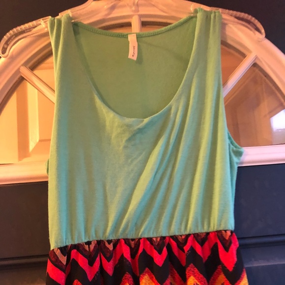 Mint Green/Multi-color Chevron Maxi Dress - Picture 2 of 4
